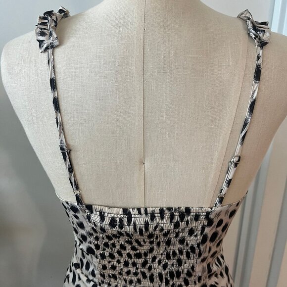 LUCY PARIS Sierra Leopard Animal Print Ruffle Strap V-Neck Midi Dress Size X Sma - Picture 4 of 8